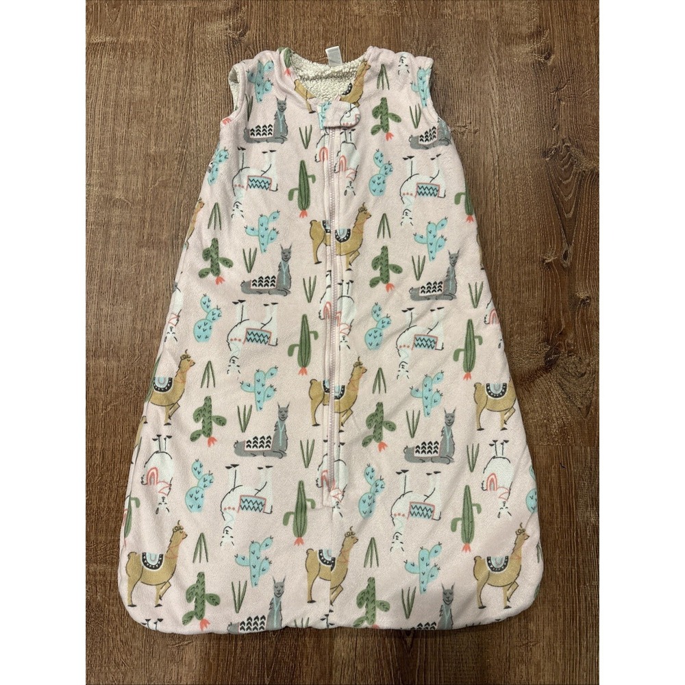 Hudson Baby Sherpa Inner Sleep Sack Llama Cactus Pink Winter Warm L 12-18 Months